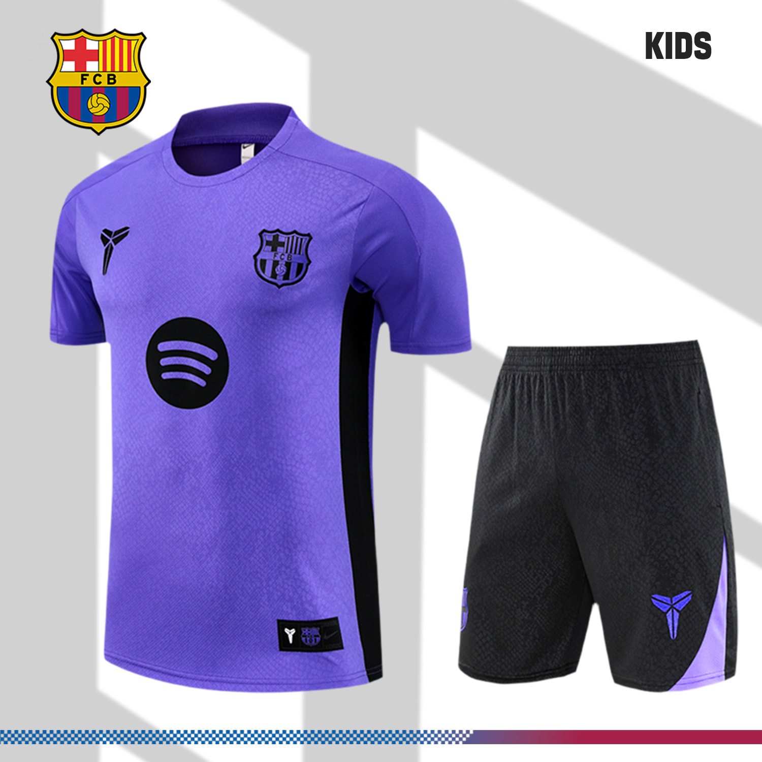 2025/2026 Barcelona Kids Short Sleeve Training Clothes (Kids Kit)