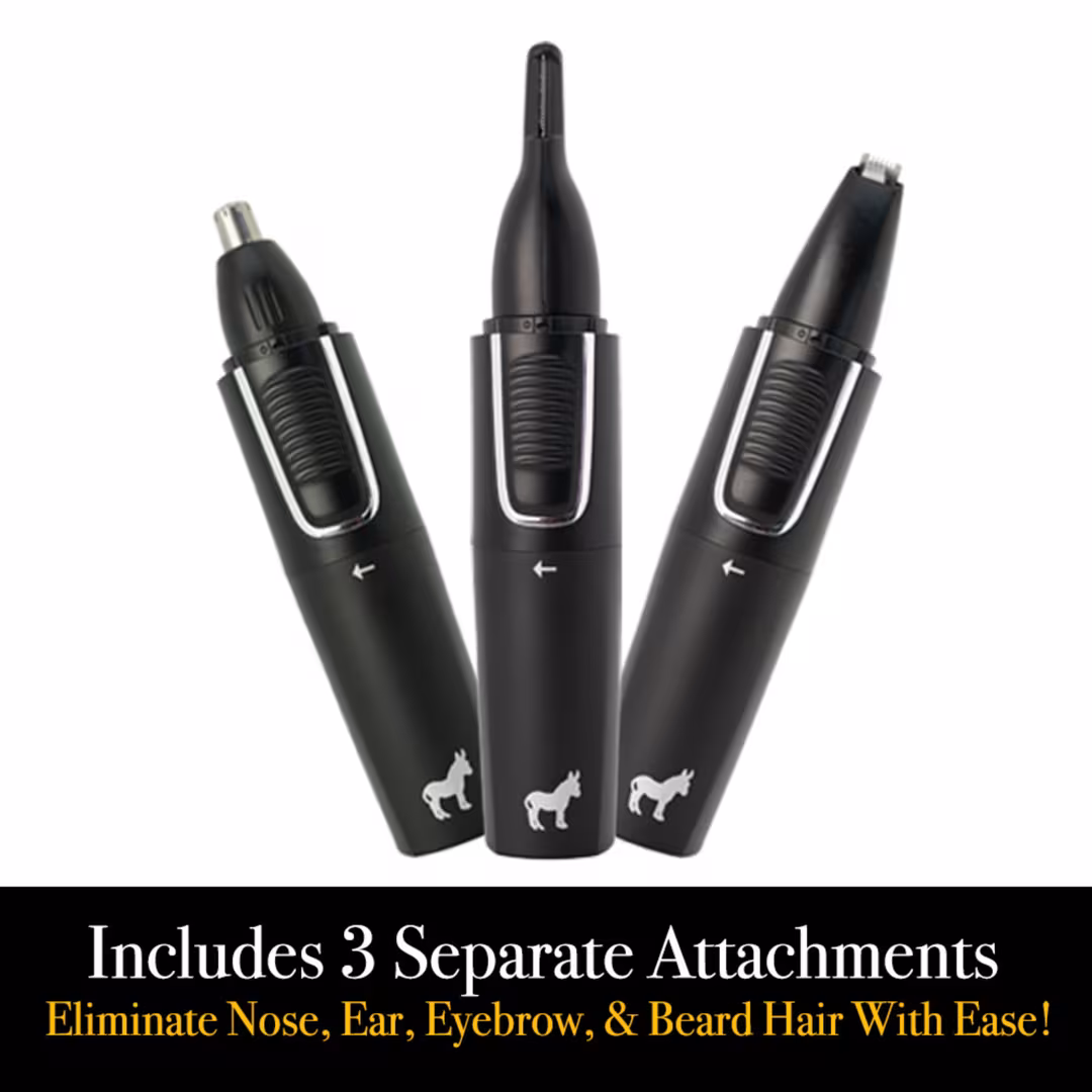 Pete & Pedro  Nose & Ear Hair Trimmer With 3-Piece Attachments, USB Rechargeable