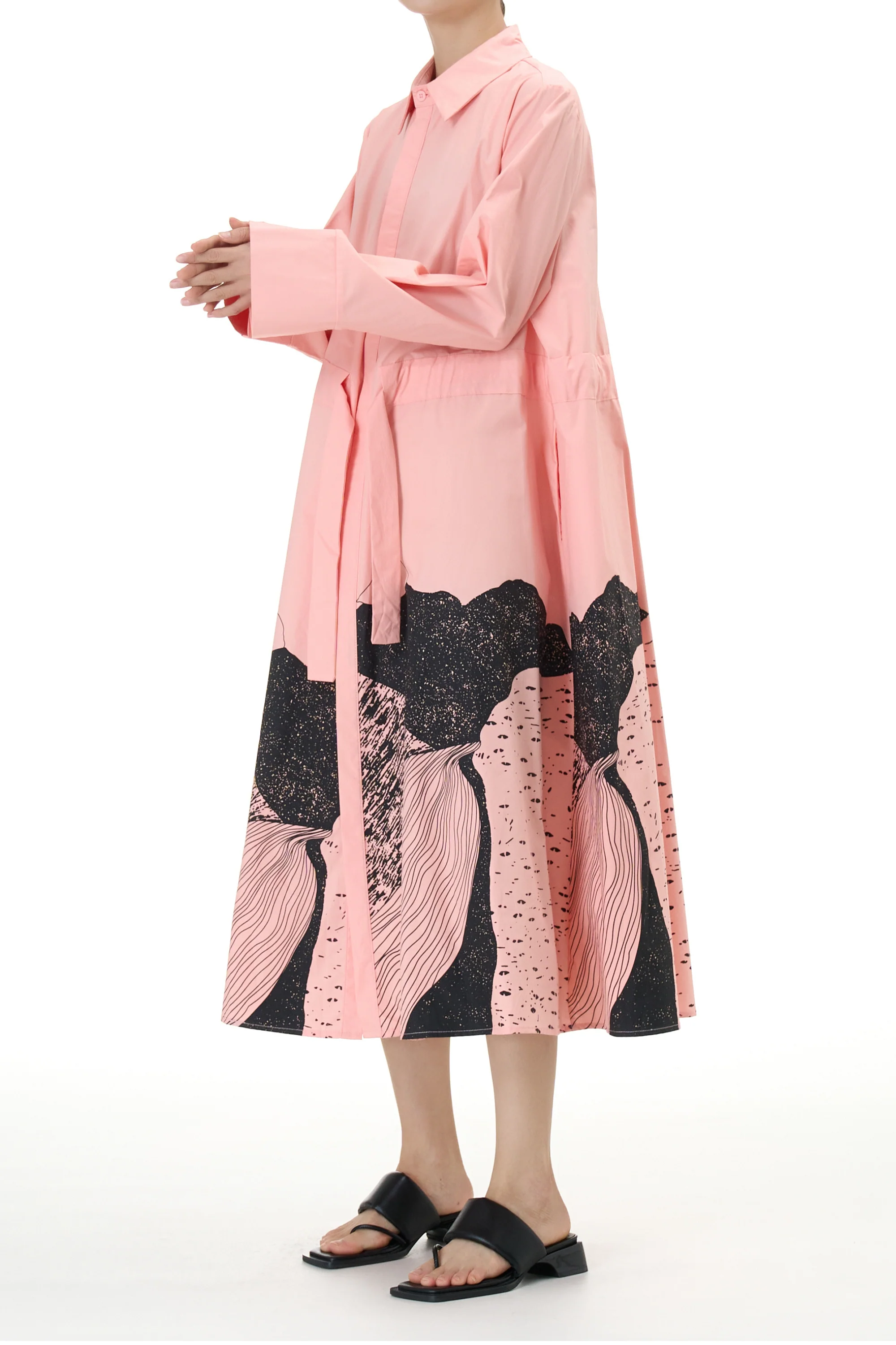 Peach Fuzz Belted Shirt Dress