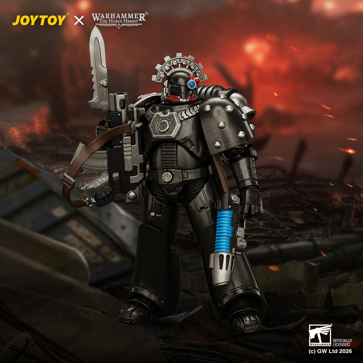 JOYTOY JT05022 Iron Hands MkVI Tactical Sergeant with Bolter, Plasma Pistol & Power sword - JOYTOY WORLD