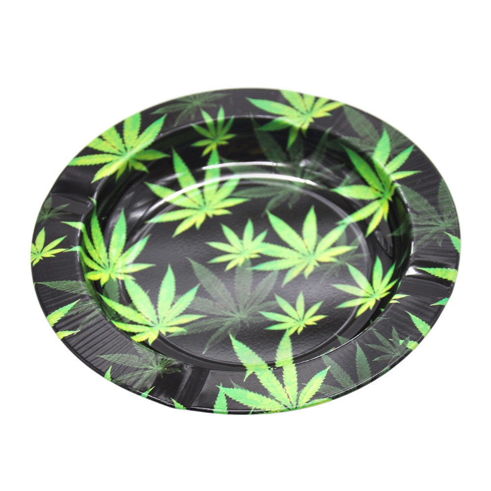Marijuana Leaf Tin Ashtray (Random Pattern)