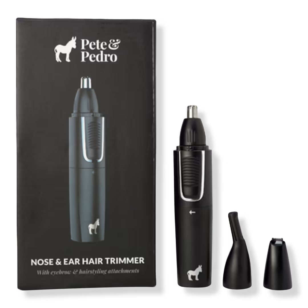 Pete & Pedro  Nose & Ear Hair Trimmer With 3-Piece Attachments, USB Rechargeable
