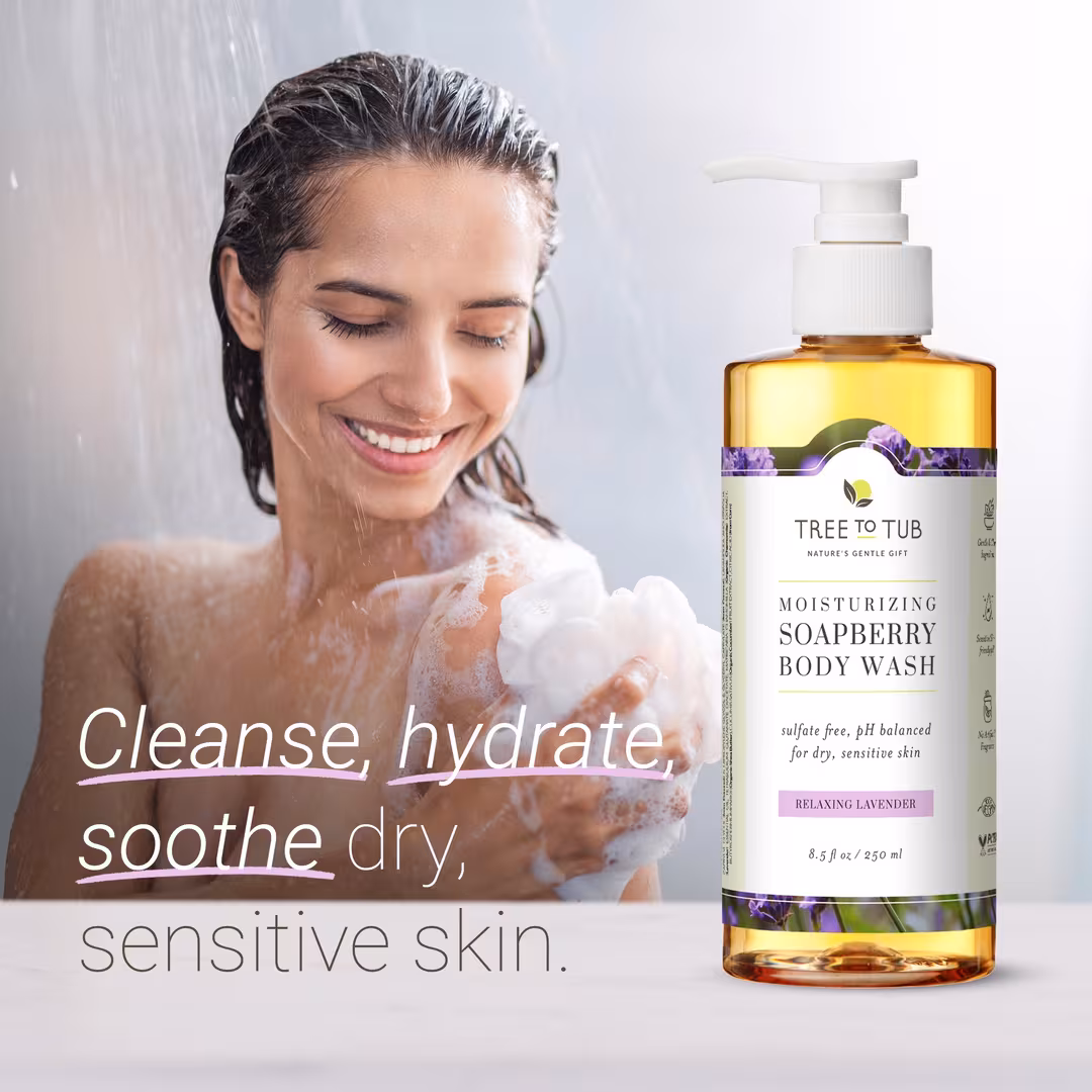 Tree To Tub  Soapberry Moisturizing Body Wash in Relaxing Lavender for Dry & Sensitive Skin