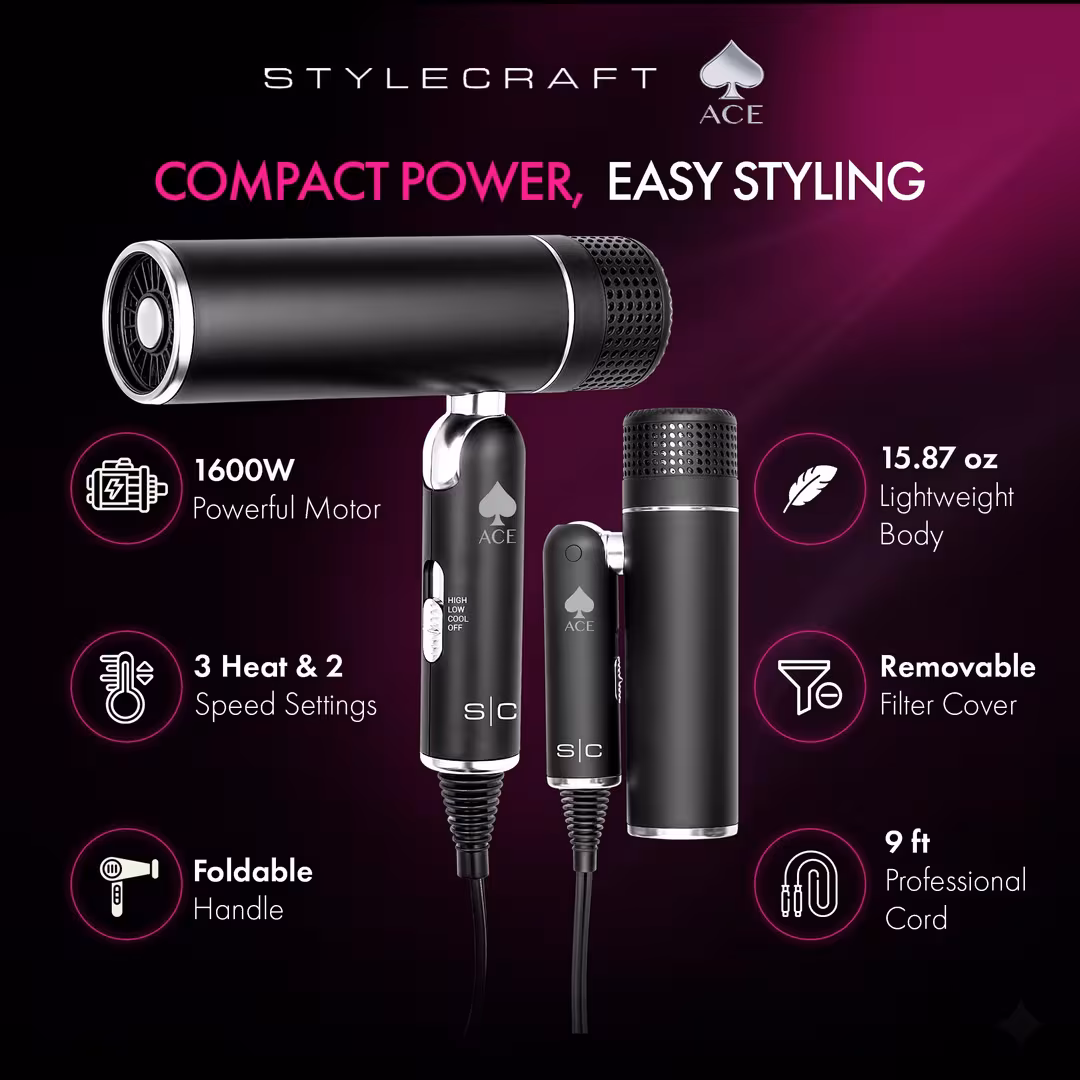 Stylecraft  Ace Lightweight Foldable Hair Dryer