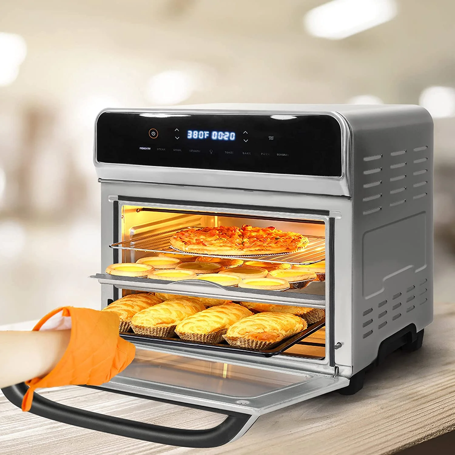 Air Fryer Ovens Countertop, Convection Toaster Oven with 10 Cooking Functions, 6-Slice Toast &12-Inch Pizza Capacity, 6 Accessories Included, Auto Shut off, 24 Quart