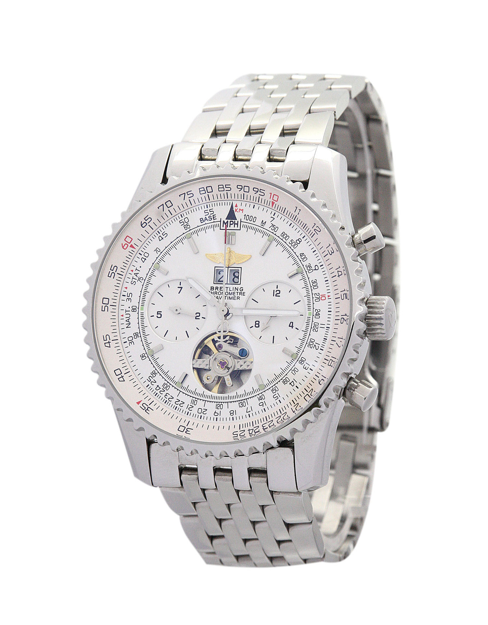 Replica Breitling Navitimer World White Dial Stainless Steel Strap A24322