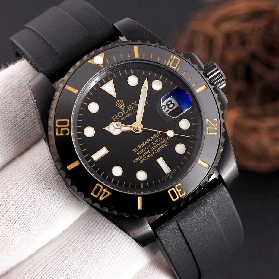 Rolex Watch SUBMARINER DATE 40 BLACK CASE RUBBER STRAP Watch