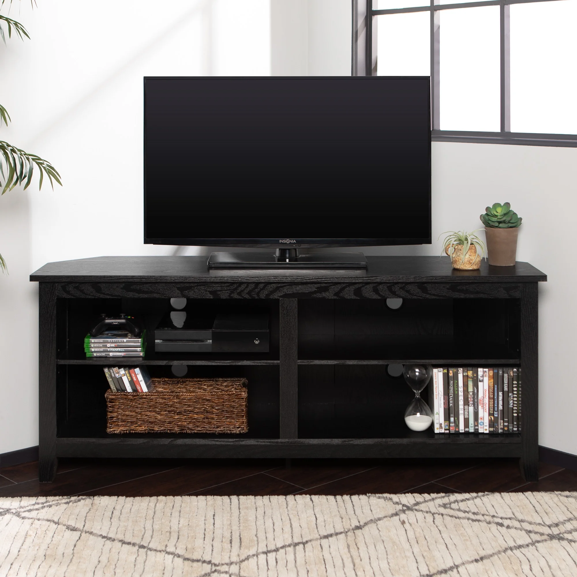 Walker Edison Corner TV Stand Console for TVs up to 64" - Black