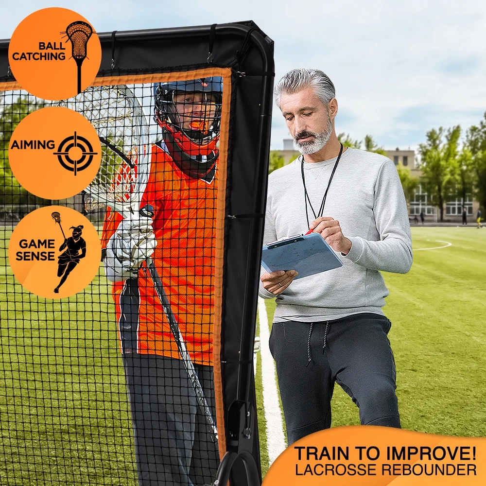 Aceletiqs Lacrosse Rebounder 5x7 Feet Practice Net Screen- Pitchback, Throwback, Bounce Back Training Wall for Backyard- Portable Design, Foldable- for Throwing, Shooting, Catching Practice