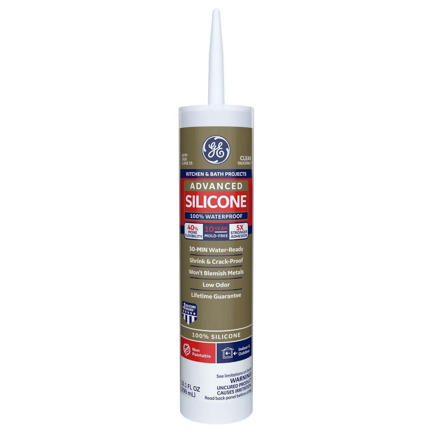 (12 pack) GE Advanced Silicone Kitchen & Bath Sealant. Pack of 1. Clear 10.1 fl oz Cartridge