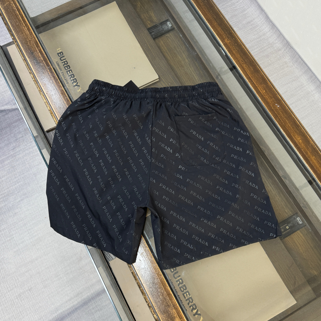 Prada Style All-Over Diagonal Monogram Logo Shorts