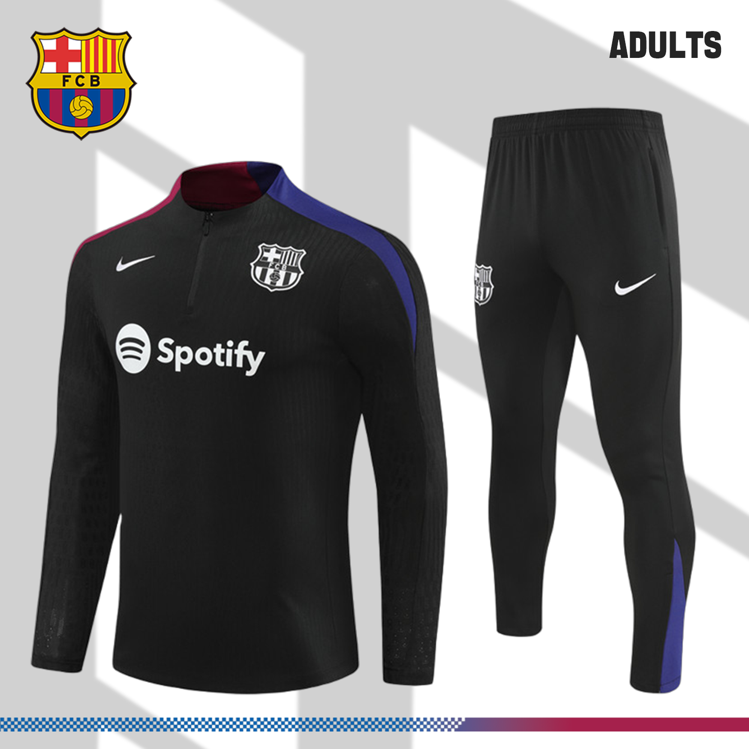 2024/2025 Barcelona Black Half Zip Tracksuit (Adult Kit)