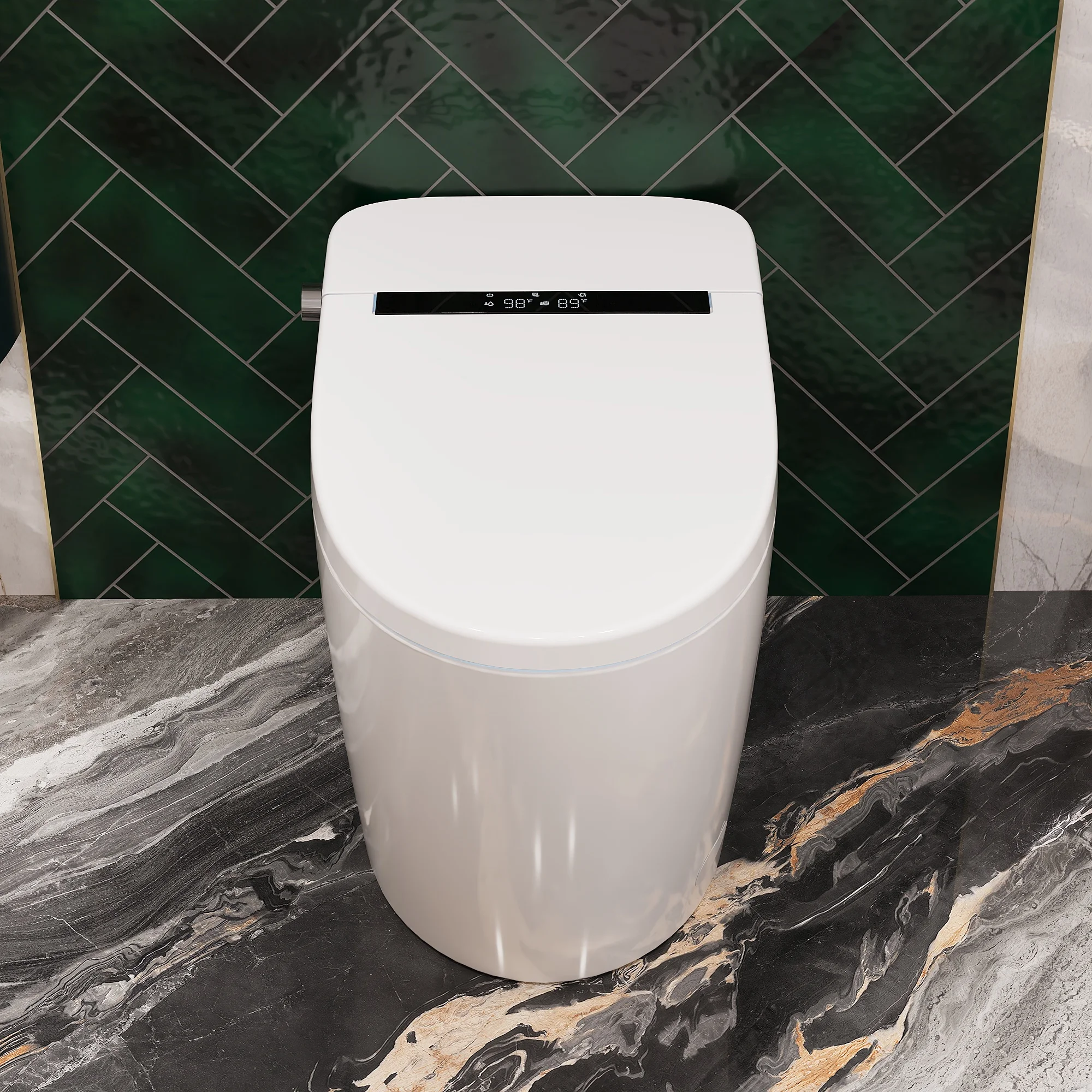 Tankless Elongated Smart Toilet Bidet 1.28 GPF in White with Auto Flush, Heated Seat, Warm Air Dryer, Digital Display