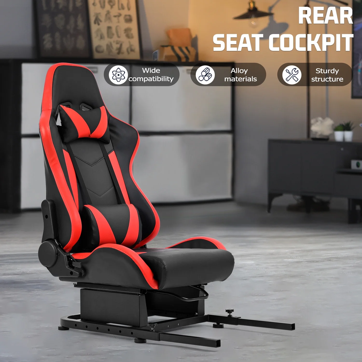 Marada Rear Seat Stand with Racing Seat Add-On Racing Simulator Wheel Cockpit only fit 30 * 30mm square tube bracket.