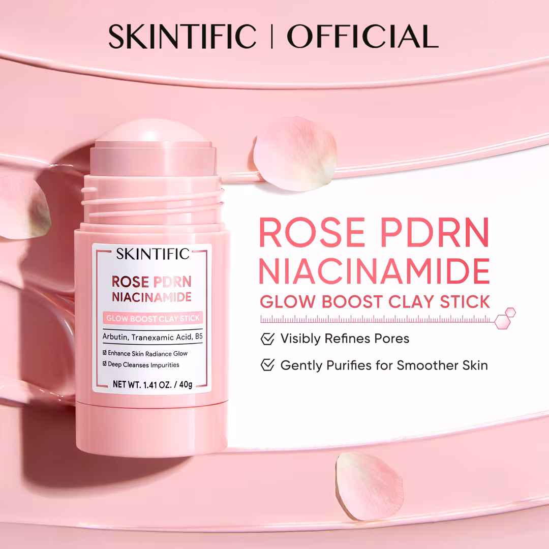 Skintific  Rose PDRN Niacinamide Glow Boost Clay Stick