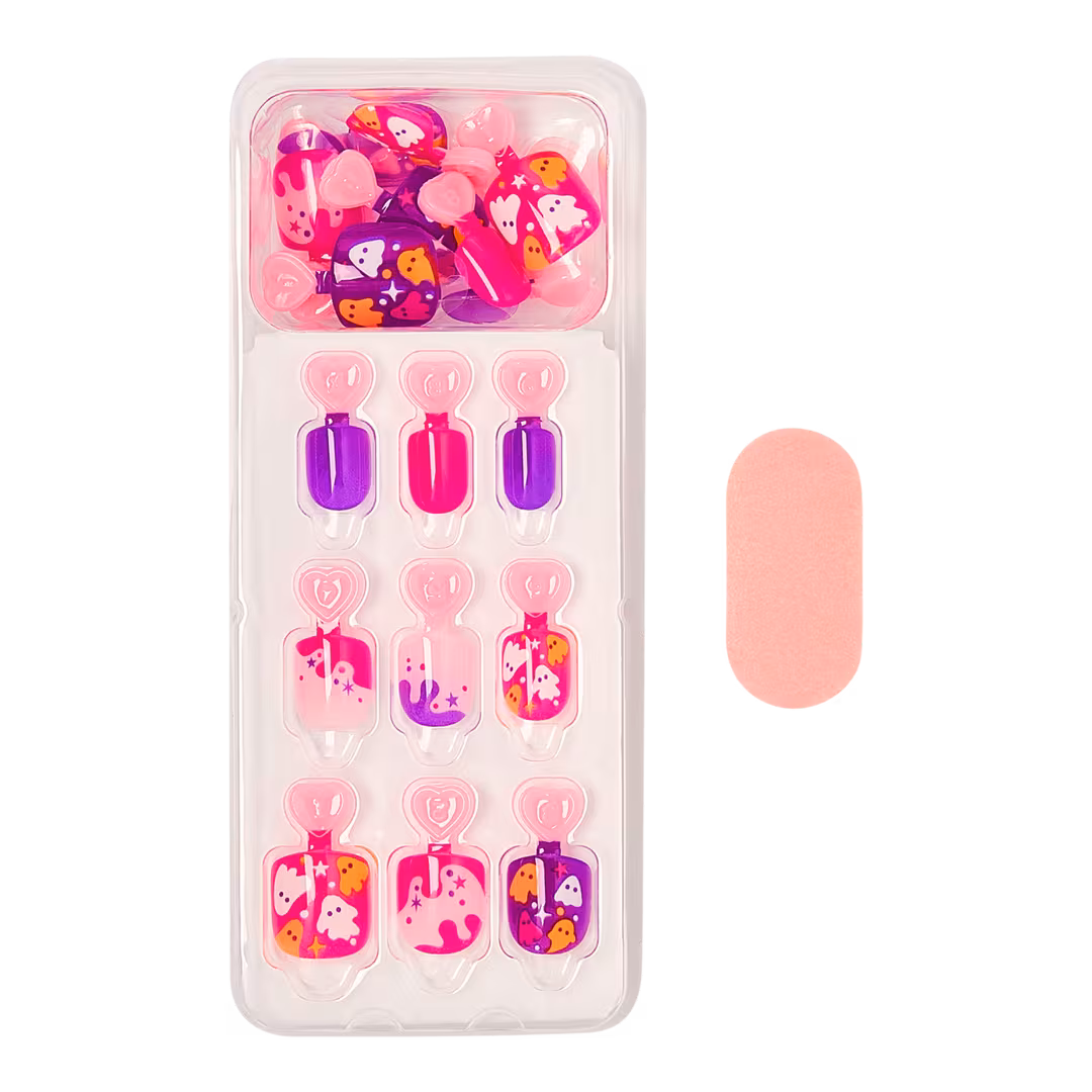 Kiss  Impress Mini Short Squoval Press On Nails for Kids, Spookz