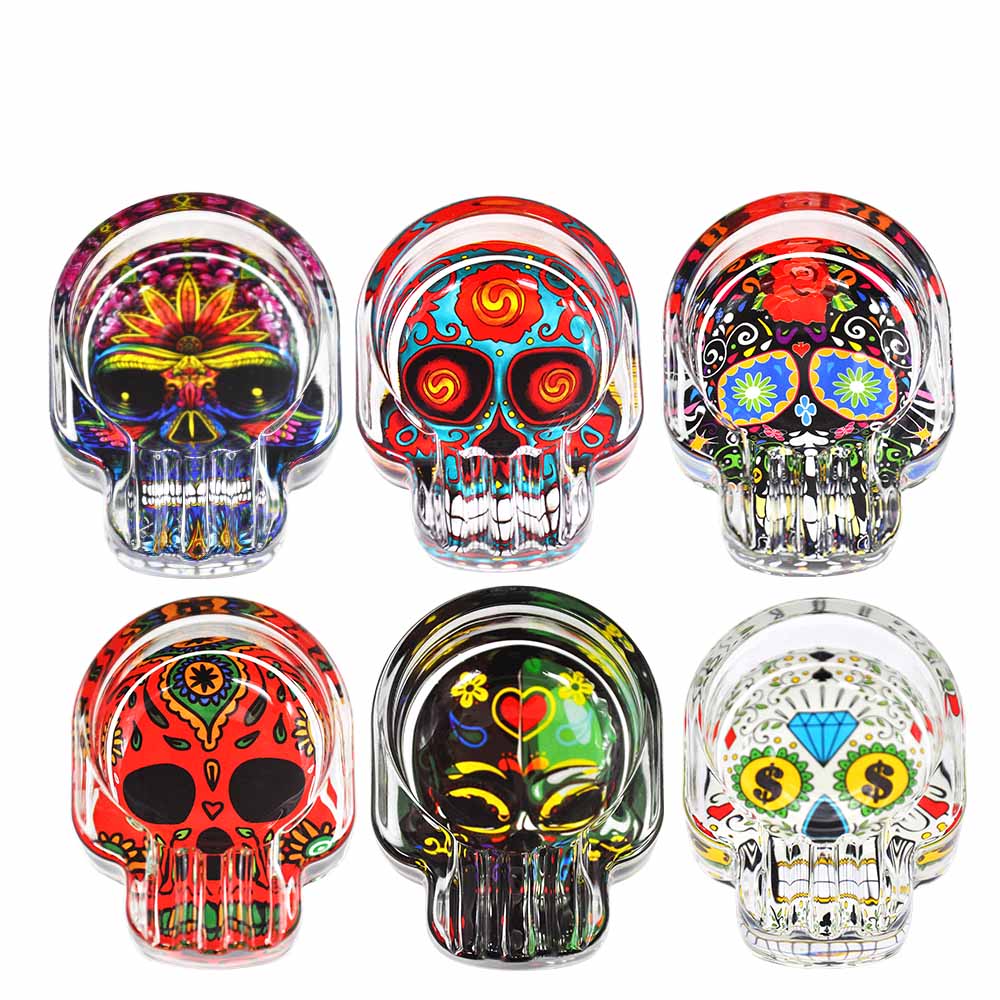 Skull Glass Cigarette Ashtray (Random Pattern)