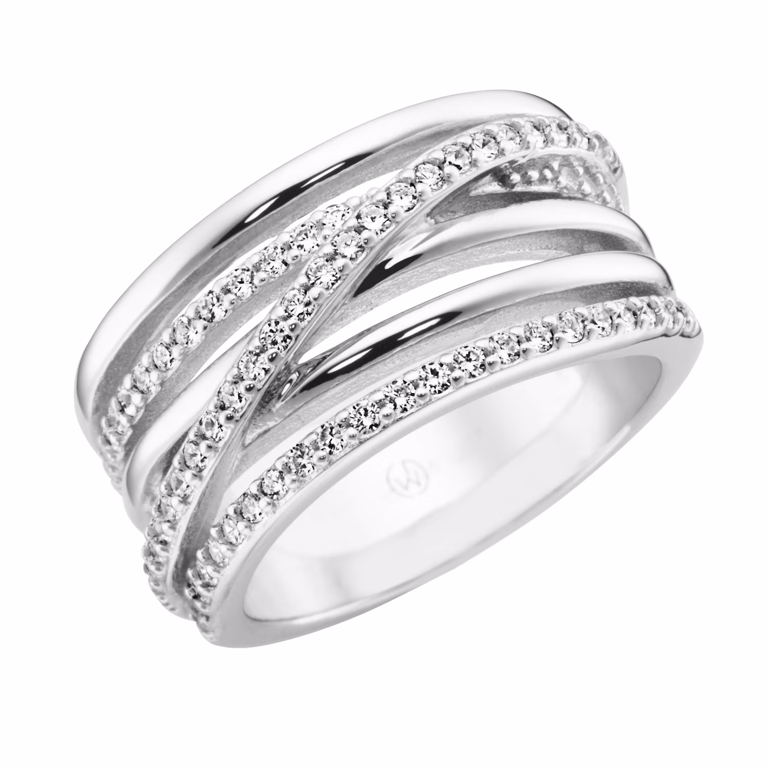 Ring 6-reihig mit Zirkonia, Silber 925