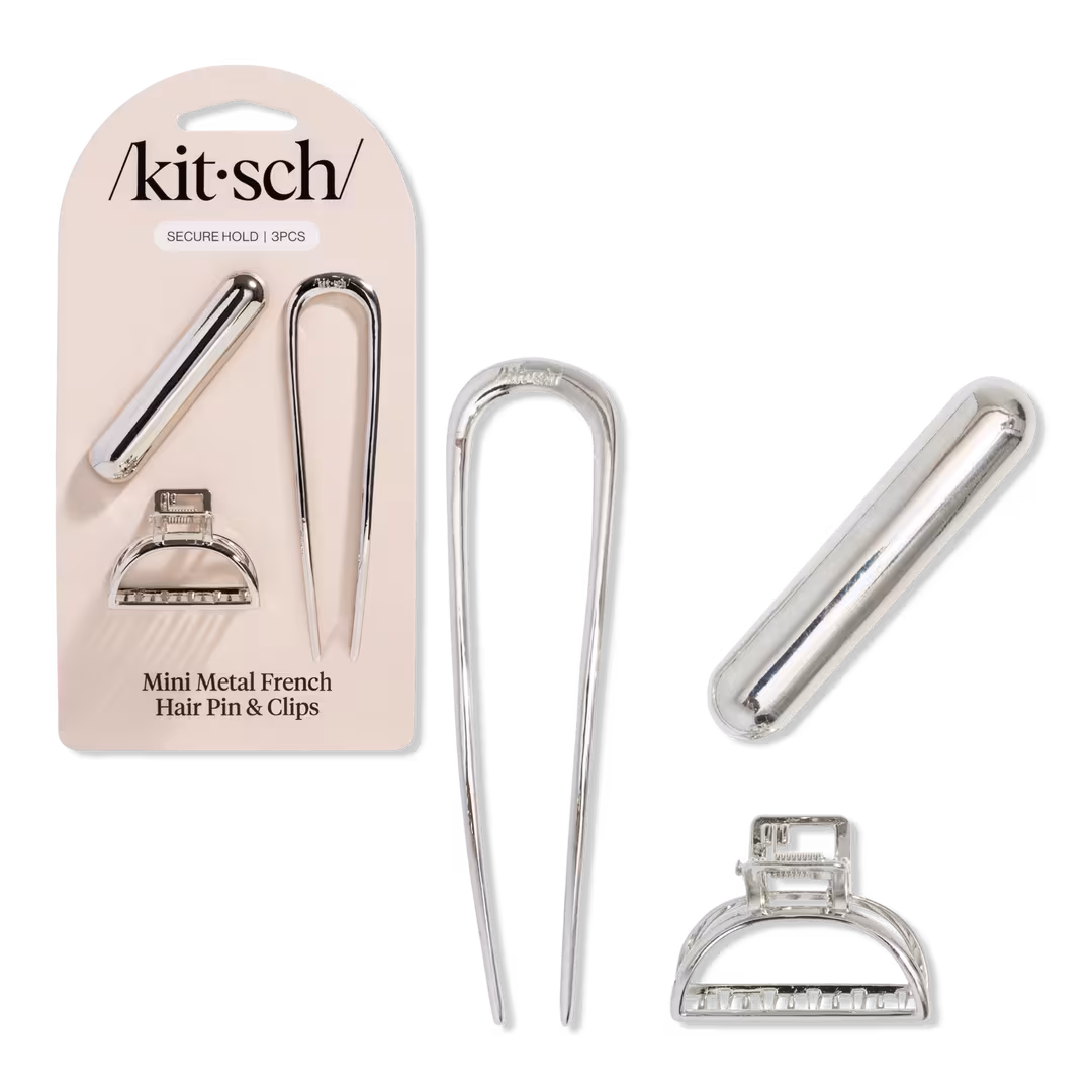 Kitsch  Mini Metal French Hair Pin & Clips 3 Piece Set