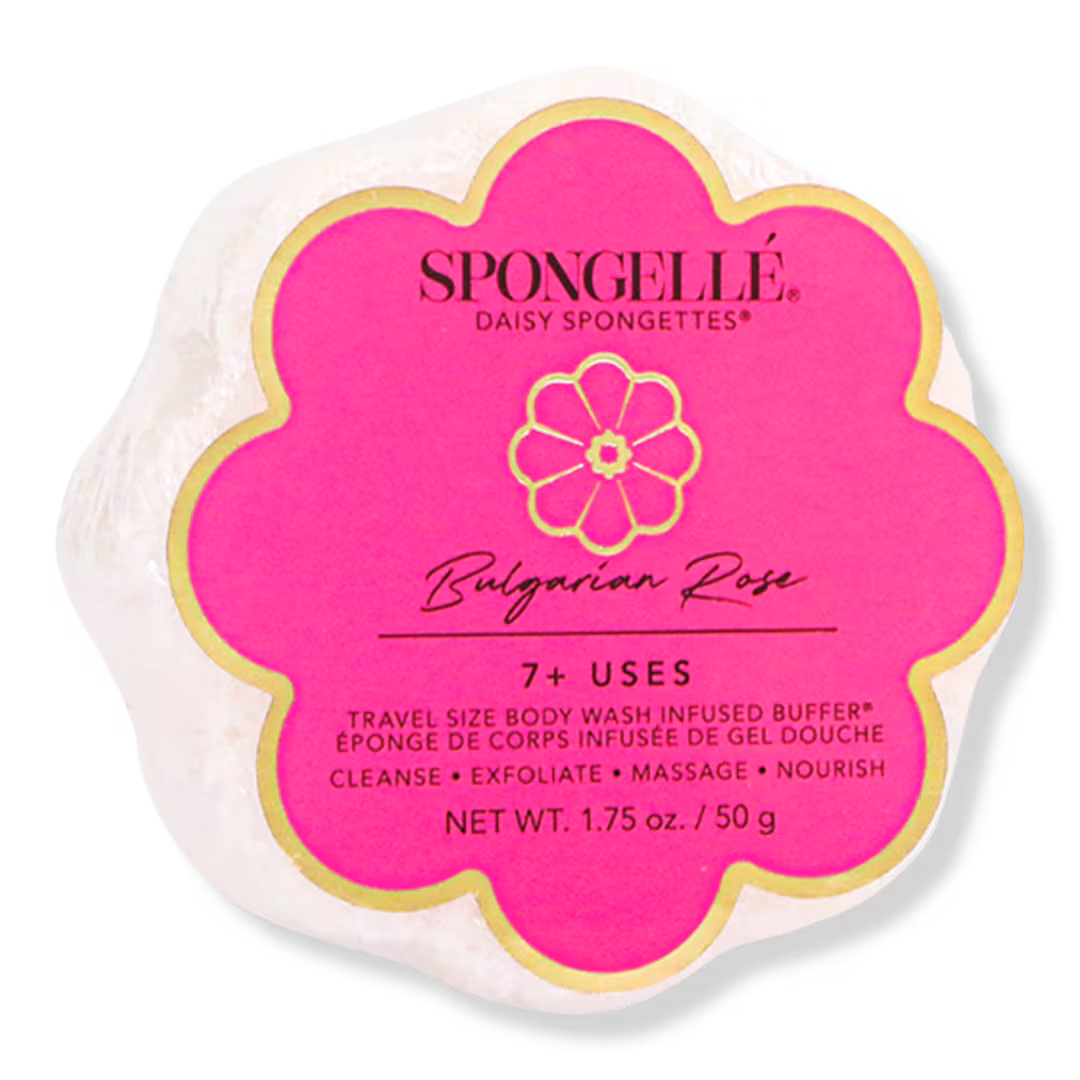 SPONGELLE  Bulgarian Rose Daisy Spongette | Travel Body Wash Infused Buffer