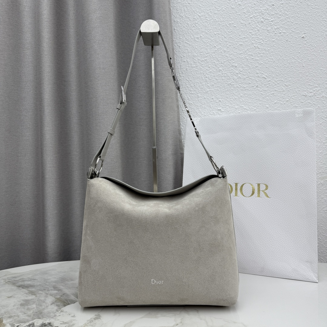 Dior Grey Silver Button Handbag