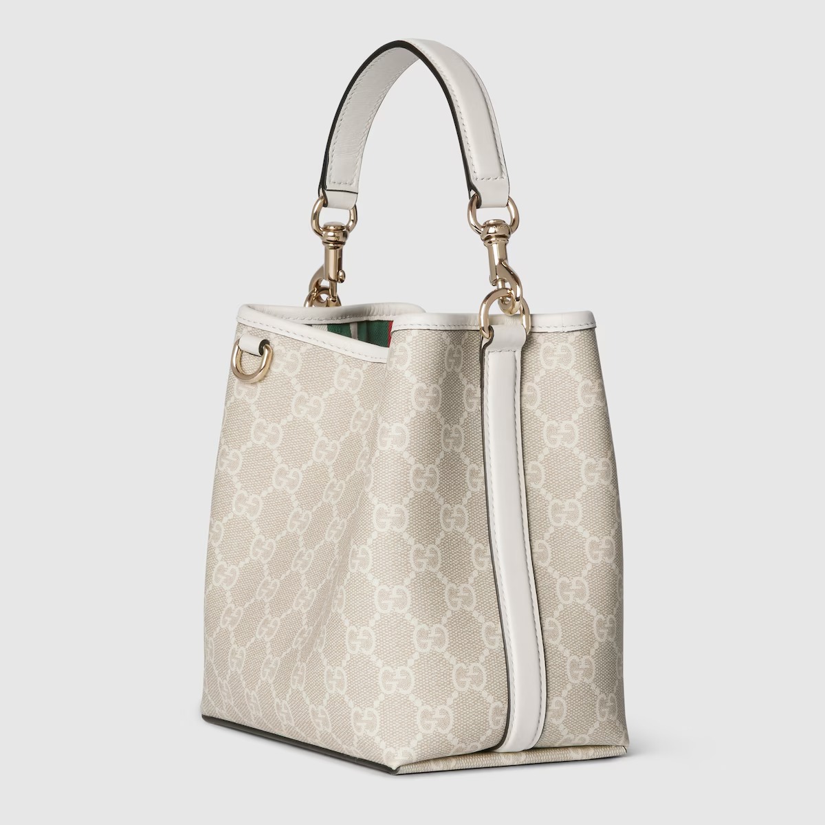 GG Emblem Small Bucket Bag White