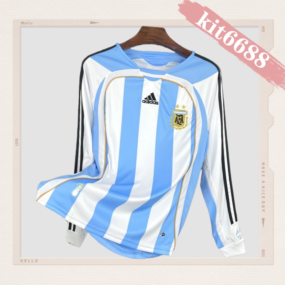 2006/2007 Argentina World Cup Home Long Sleeve Retro Jersey