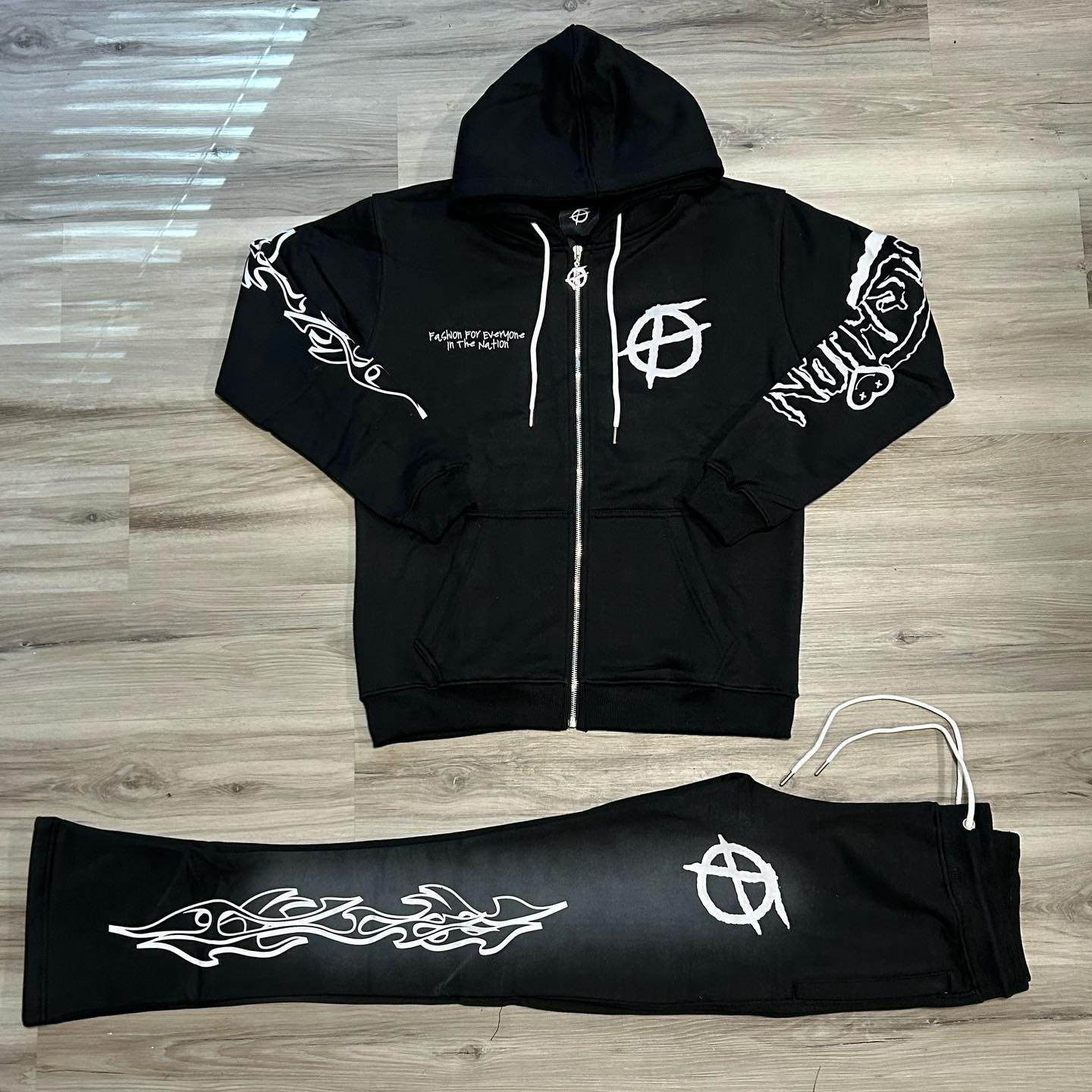Casual Retro Zip Hoodie Set