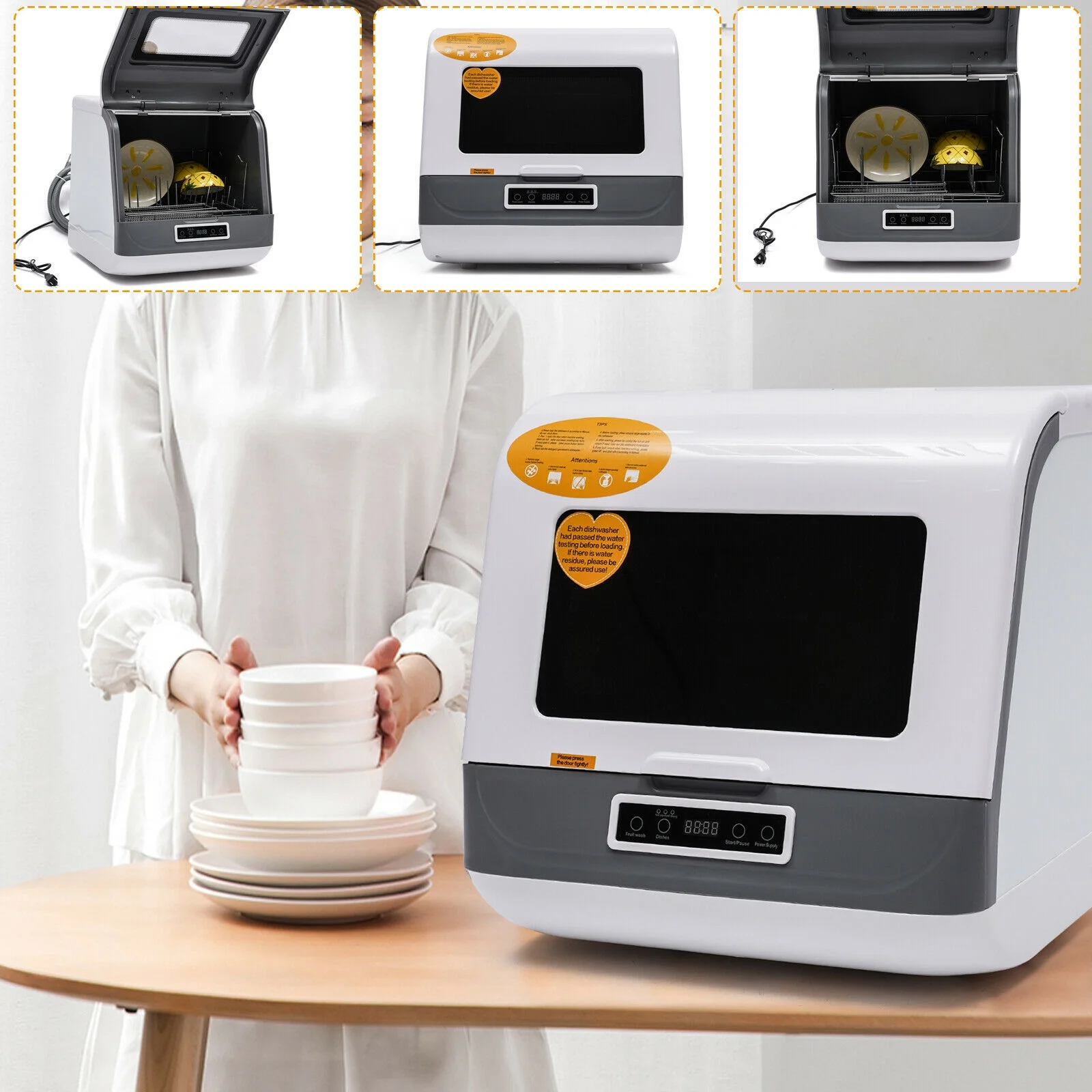 Large Capacity Portable Countertop Dishwasher 3 Washing Programs 1200W 110V