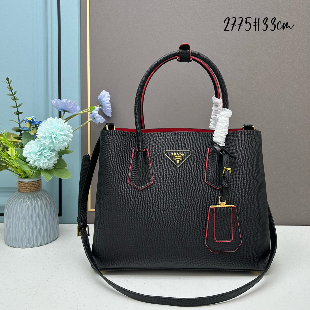 Prada Saffiano Double Medium Handle Bag