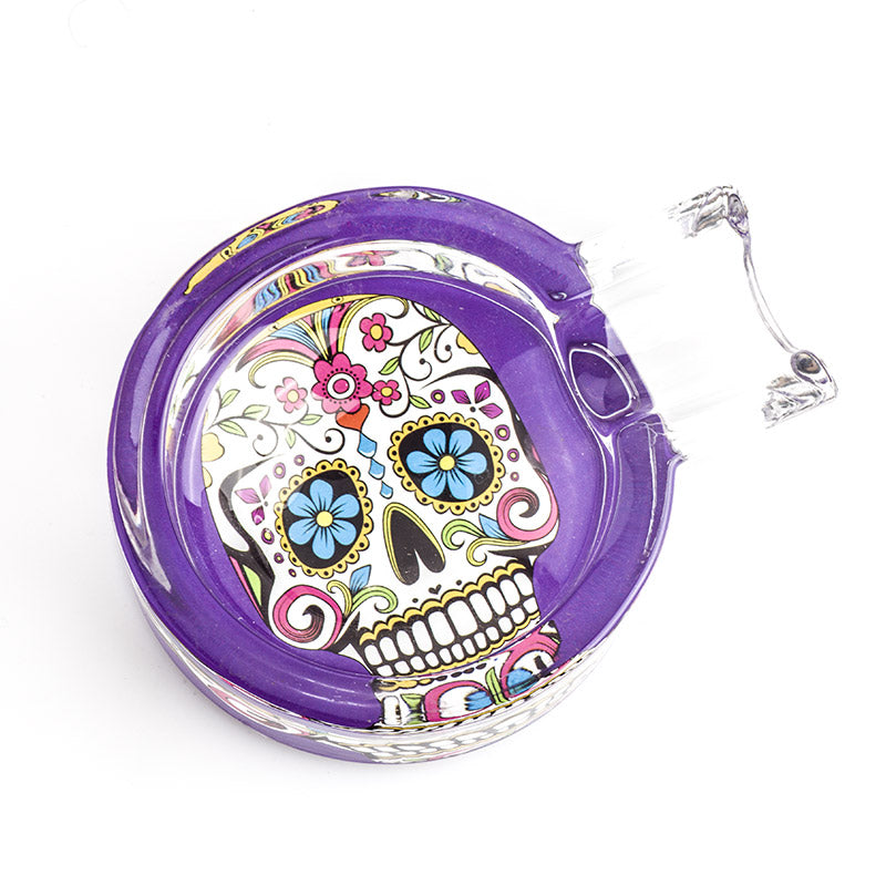 Day of Dead Skull Glass Ashtray (Random Pattern)