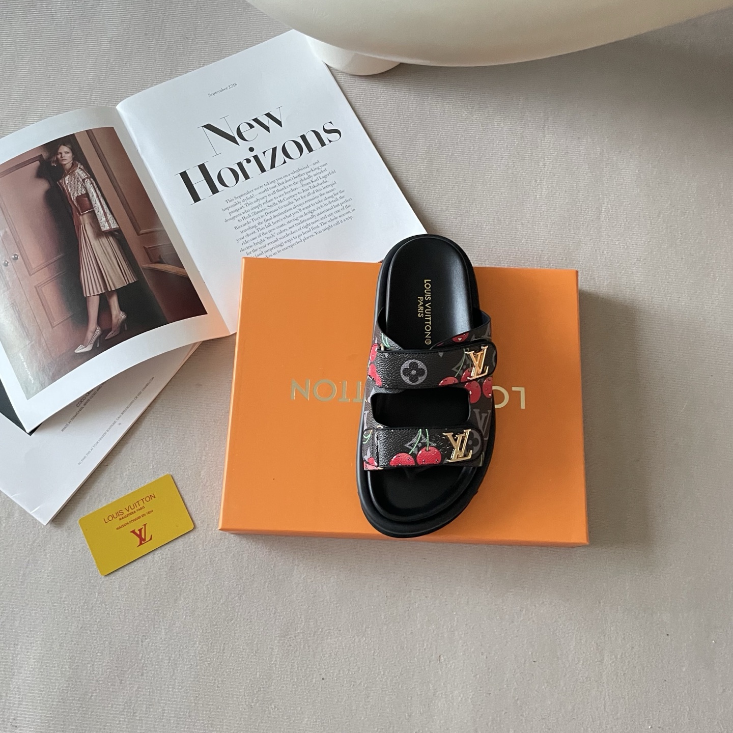 LV Monogram Cherry Comfort Slide Sandals