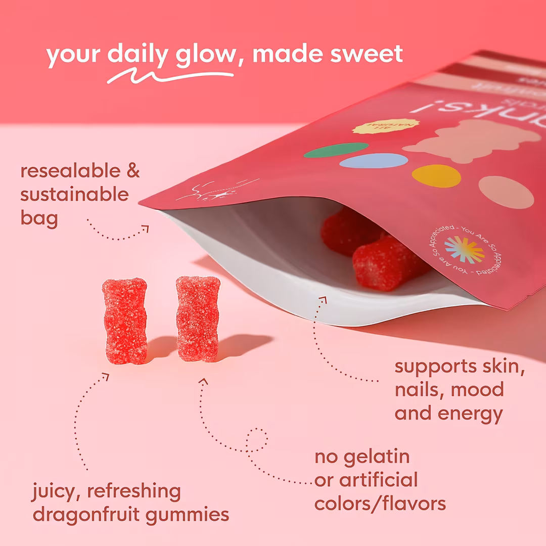Thanks! Naturals  Dewy Dragonfruit Glow Gummies