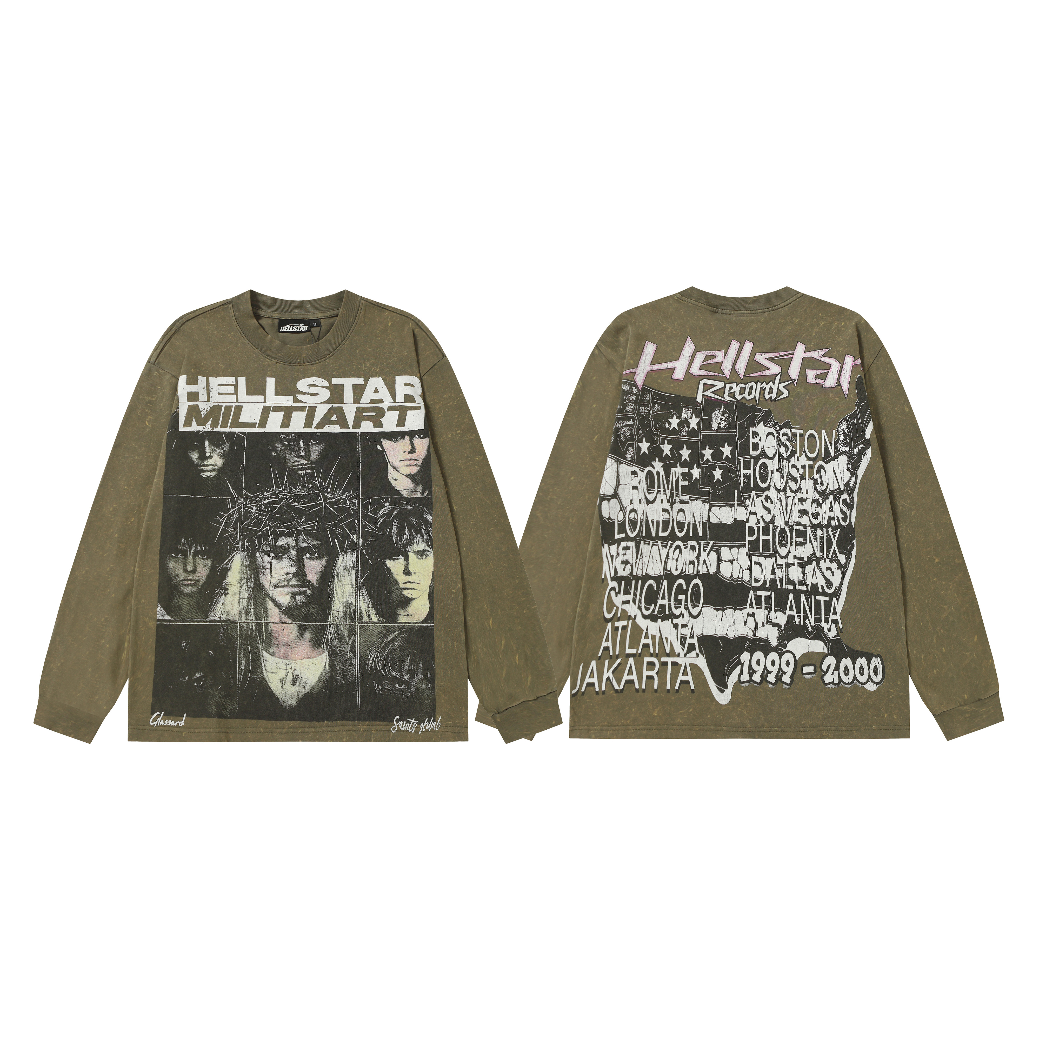 Green wild boy tribal print round neck long sleeve