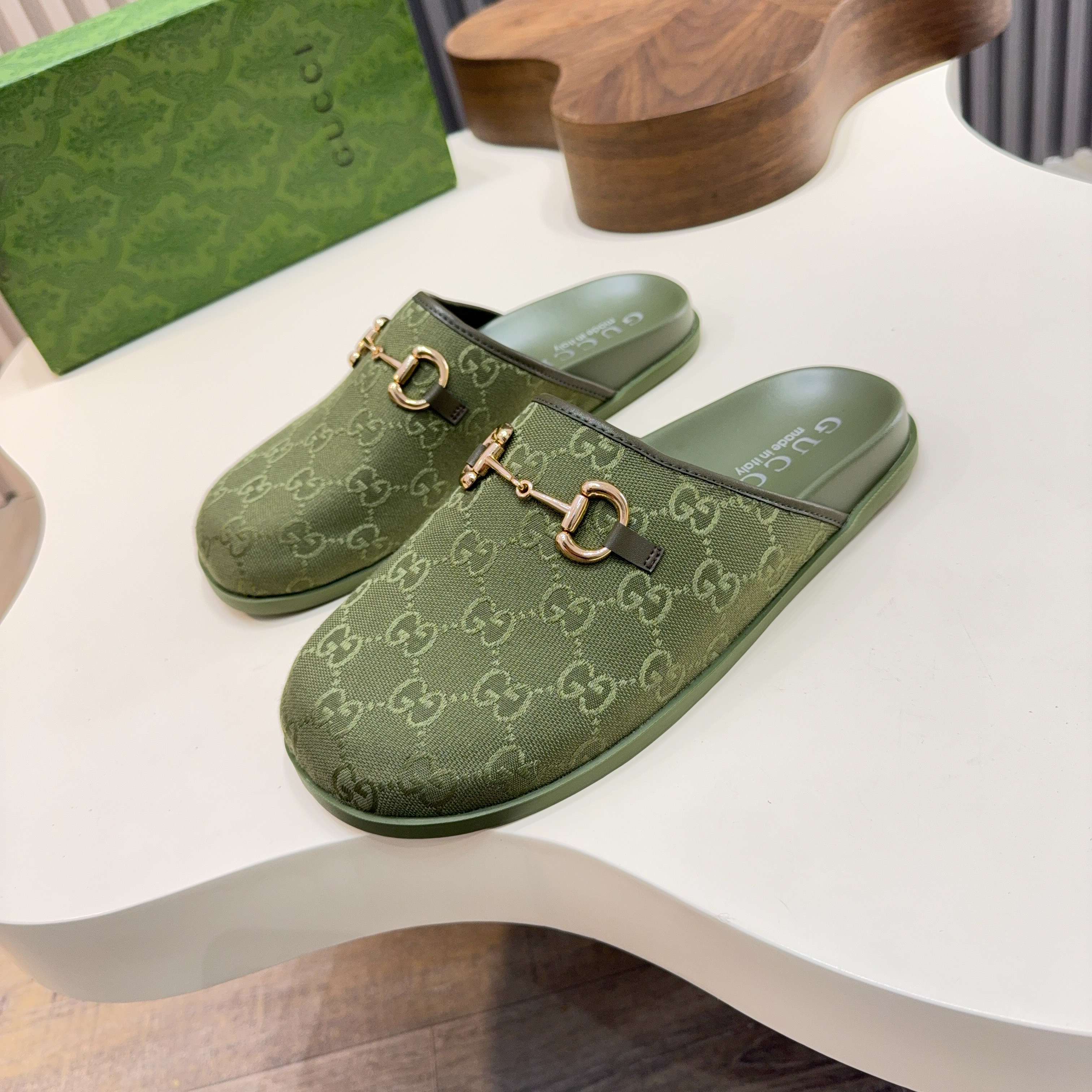 Gucci Horsebit GG Canvas Men Mules