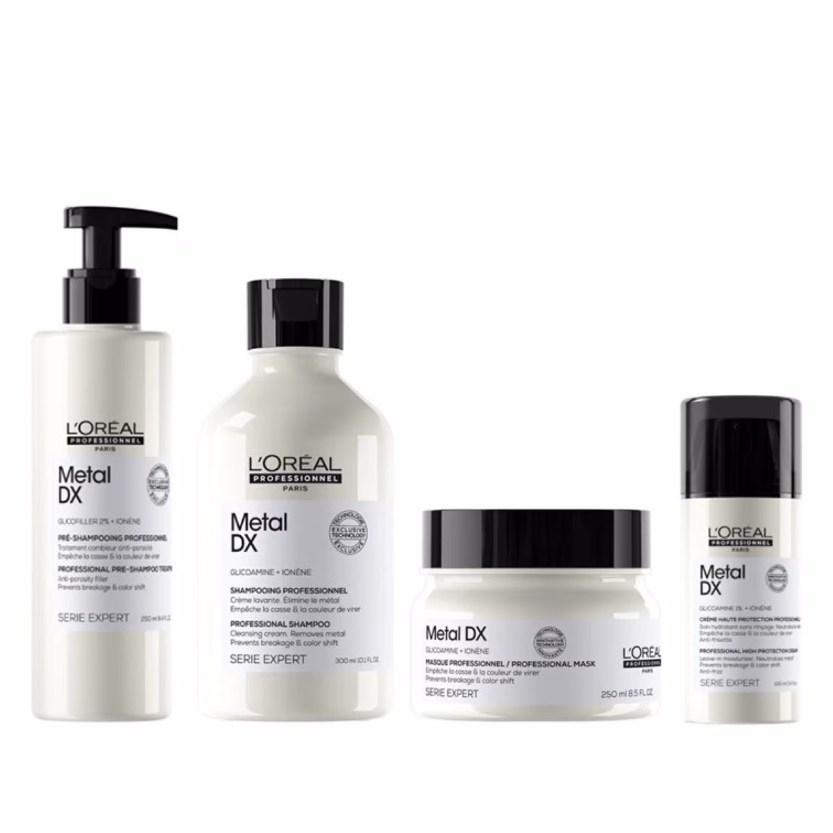 Metal DX Pre-Shampoo, Shampoo, Maske & Cream 4er Set