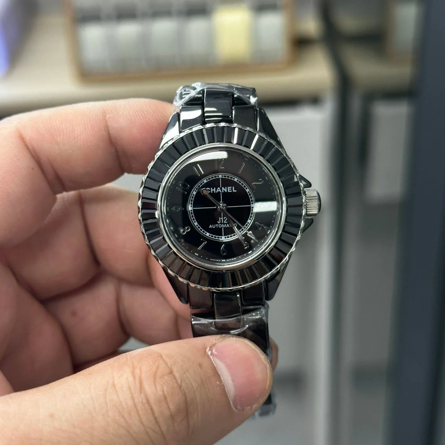 Chanel Watch J12 33MM DIAMOND BEZEN BLACK CERAMIC STEEL