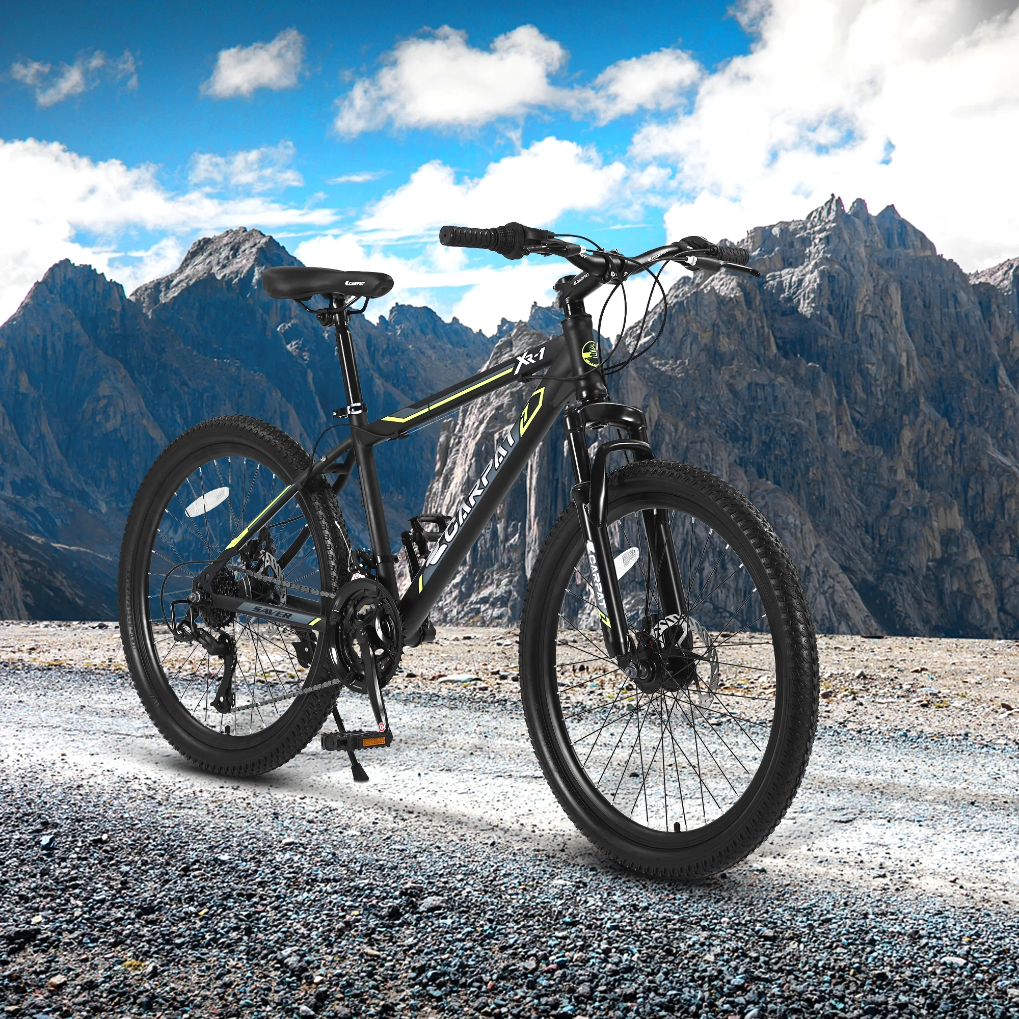 Ambifirner 24-Inch Mountain Bike with Shimano 21-Speed Drivetrain & Dual Disc Brakes C Steel Front Suspension Frame Urban Riding