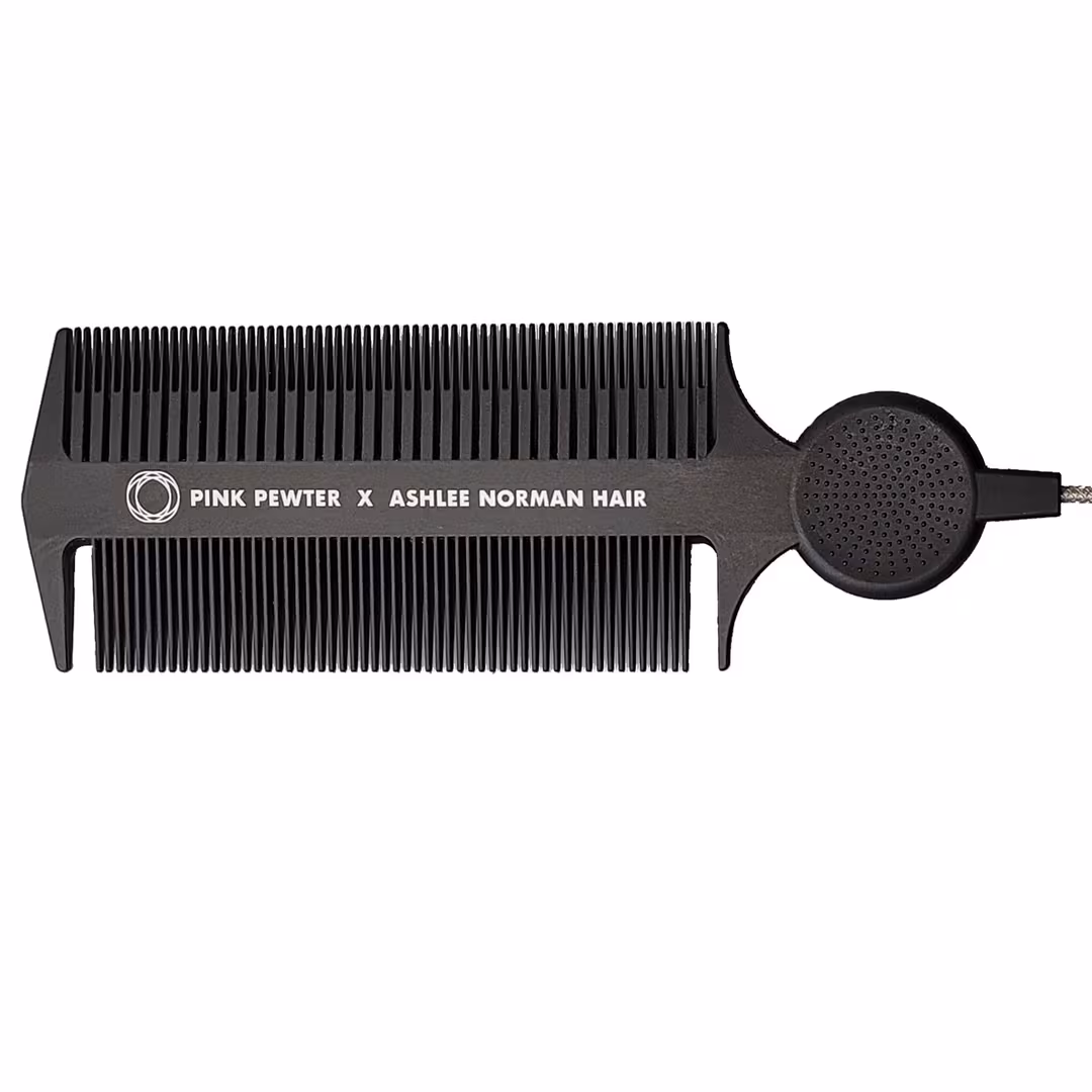 Pink Pewter  Triple Threat Carbon Fibre Tease, Weave and Lock Styling Comb (Black 11