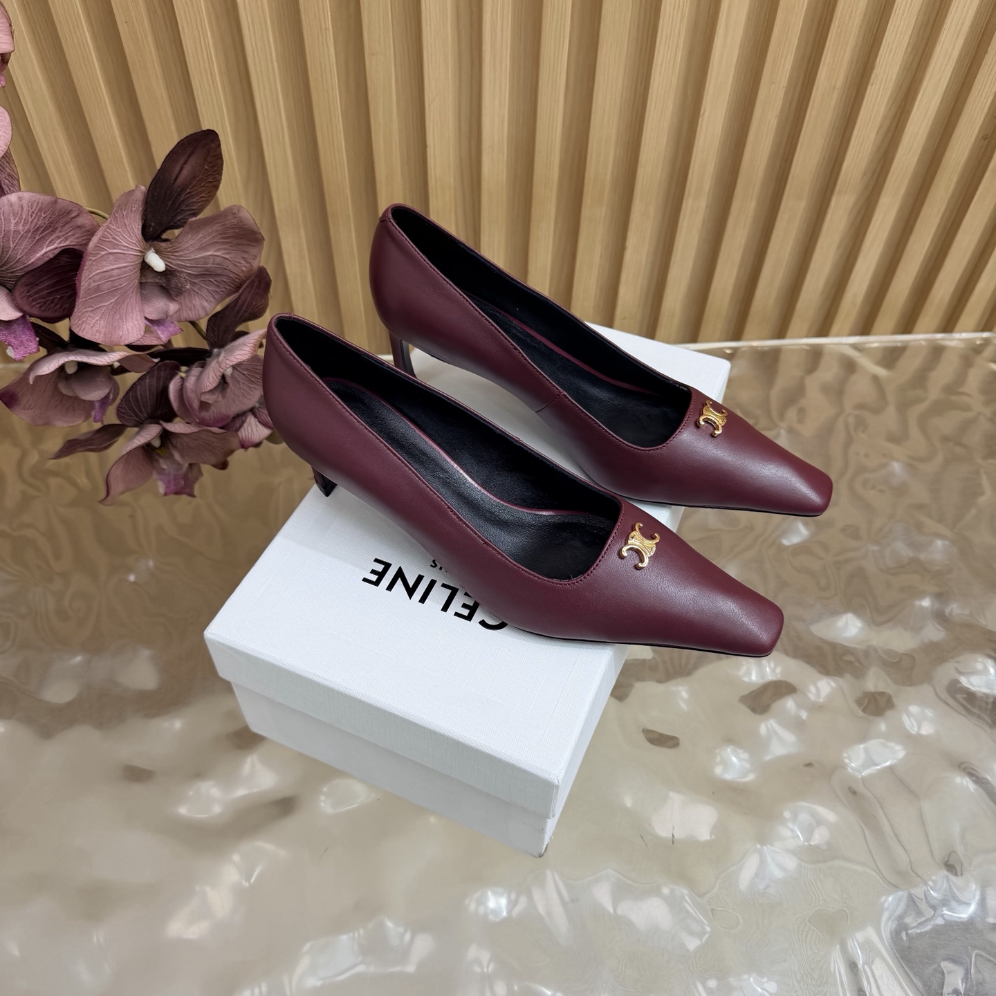 Celine Triomphe Pointed-Toe Pumps