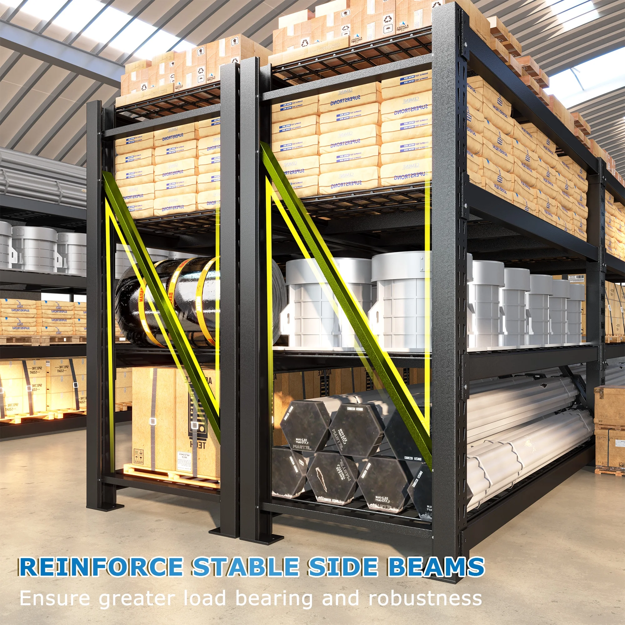REIBII 11000LBS Heavy Duty Industrial Shelving Unit for Garage Storage,Shop,Warehouse,Basement,Commercial,60
