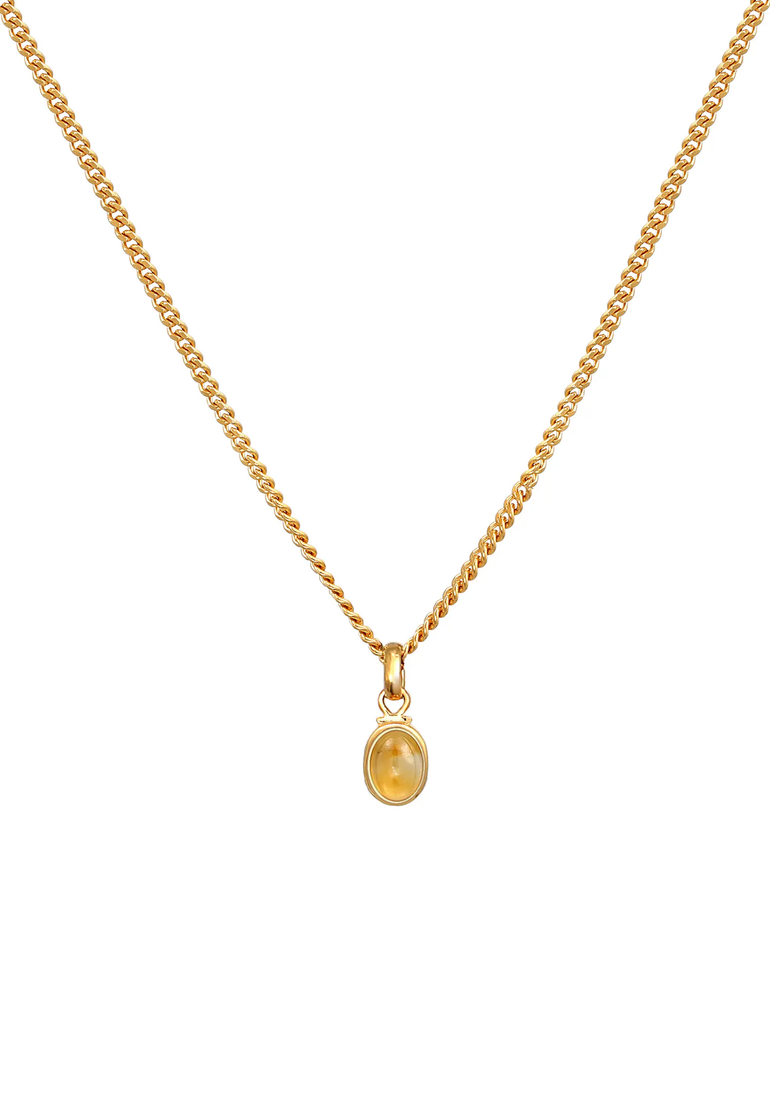 Citrine Oval Cabochon Klassik 925 Silber