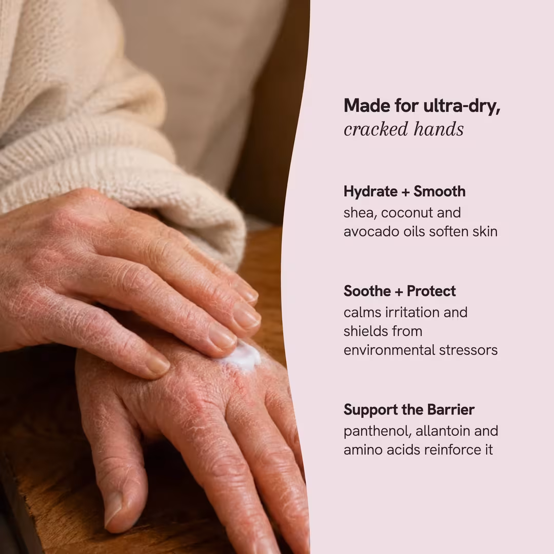 Blossom Essentials  Barrier Renewal Hand Cream with Shea Butter & Avocado for Dry, Cracked Hands