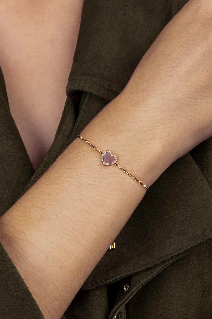 Braccialetto Regolabile Con Cuoricino Rosa