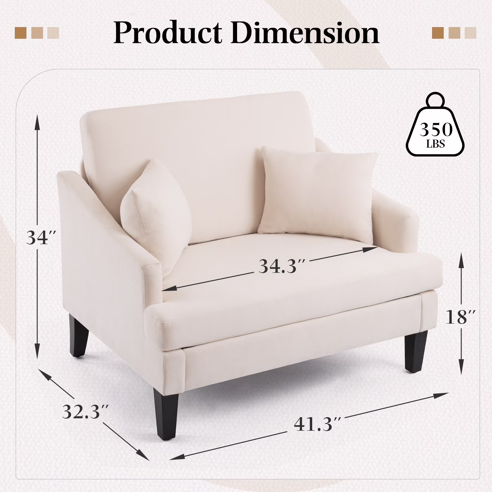 Bezseller Oversized Accent Chair with High Back, Armchair for Living Room or Bedroom, Beige