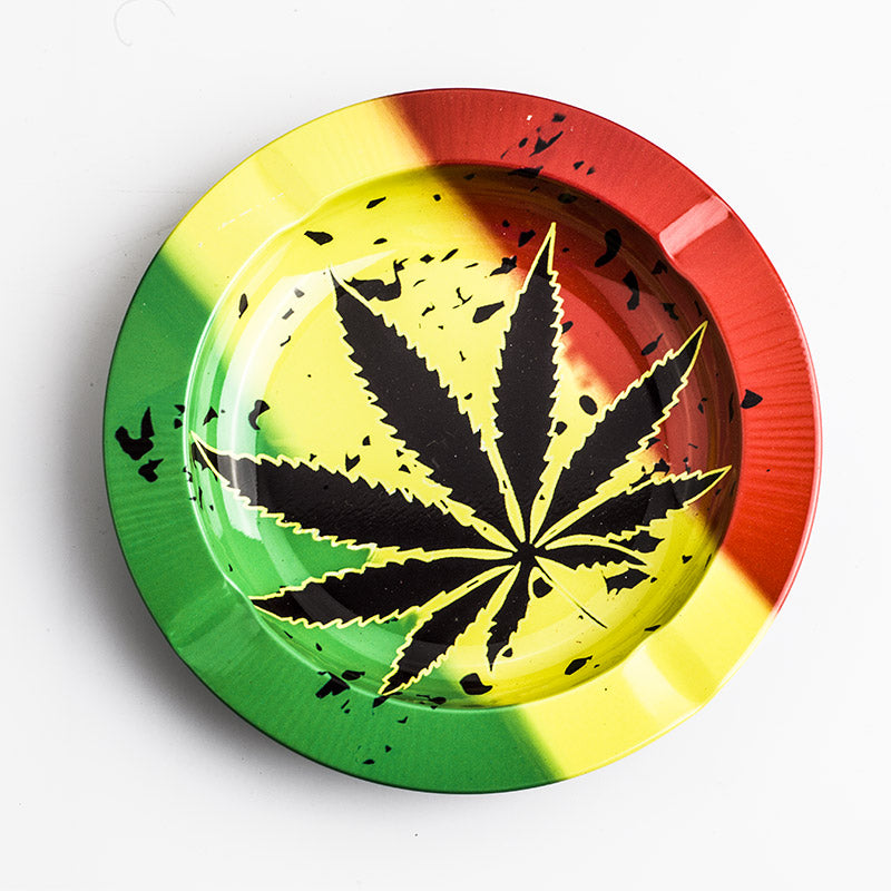 Marijuana Leaf Tin Ashtray (Random Pattern)