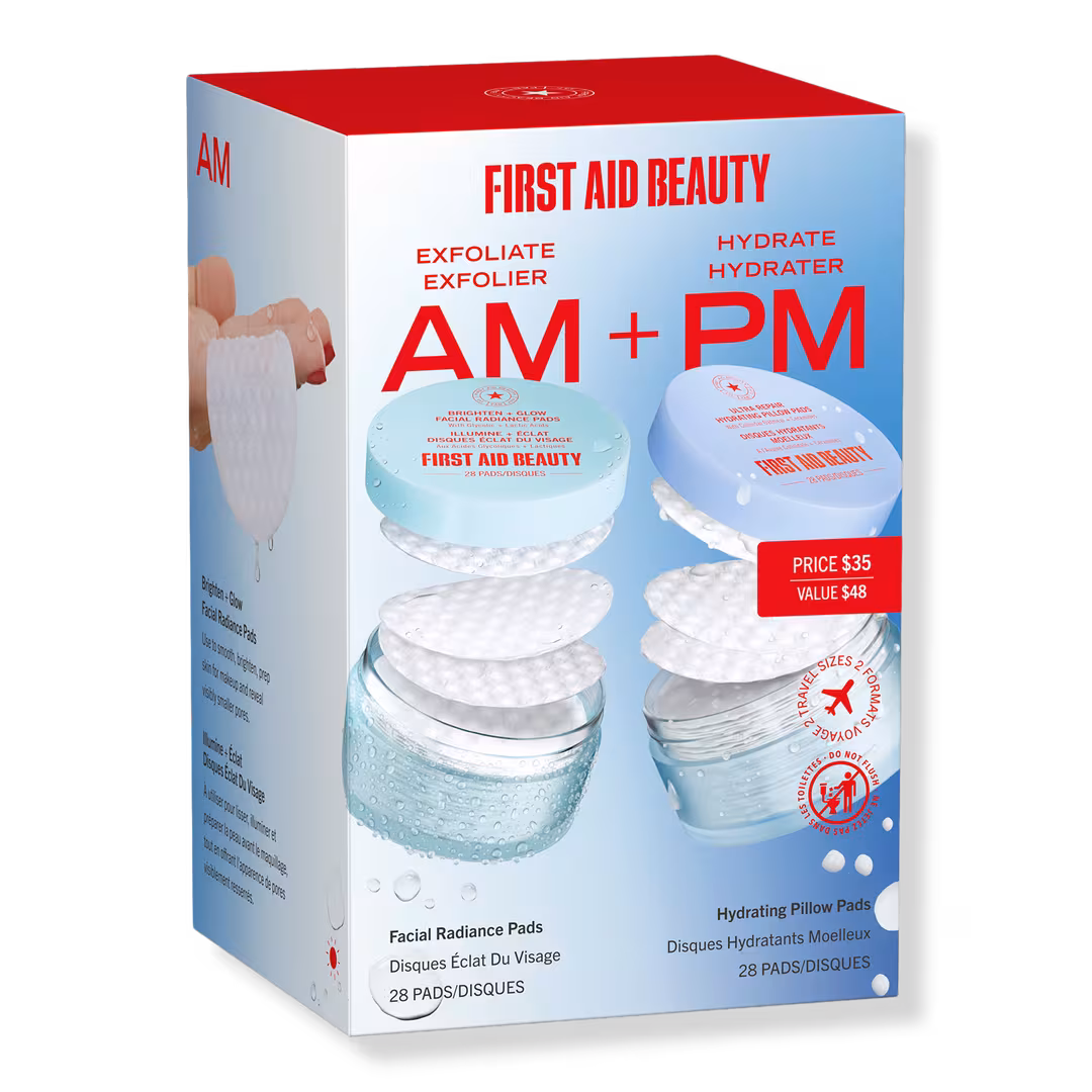 First Aid Beauty  Exfoliate AM + Hydrate PM Travel Size Skincare Pads Duo