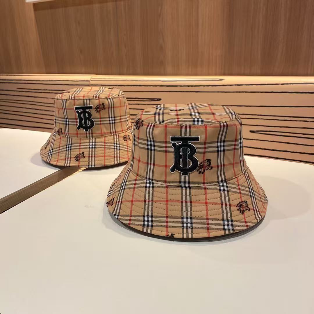Burberry Monogram Motif Checked Canvas Bucket Hat