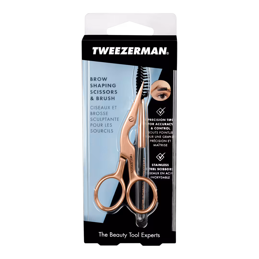 Tweezerman  Rose Gold Brow Shaping Scissors and Brush