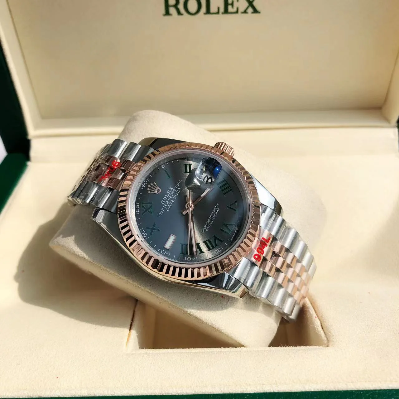 Rolex Watch 25 Datejust 36mm Silver Pink Gold Black
